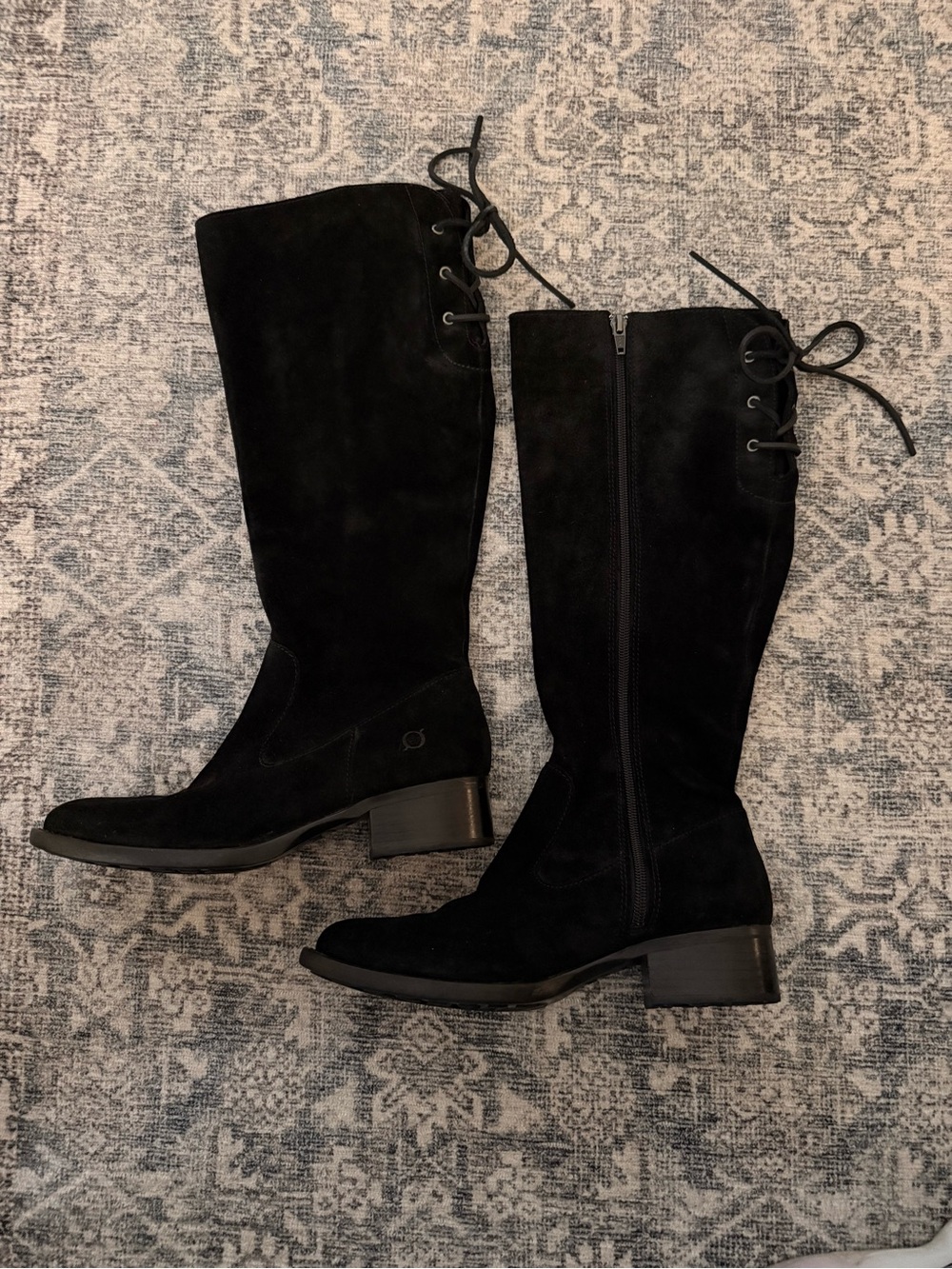 Born Black Suede Over-the-Knee Lace-Back Boots